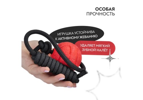 Mr.Kranch / Игрушка Мистер Кранч для собак Мяч на шнуре красный