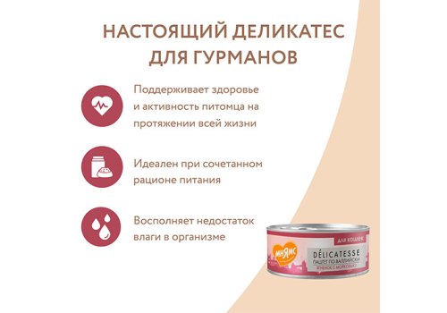 Мнямс Delicatesse Влажный корм Консервы для кошек Паштет по-валлийски Ягненок с морковью (цена за упаковку)