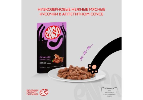 Enso / Влажный корм Паучи Энсо для взрослых кошек Ягненок кусочки в соусе (цена за упаковку)