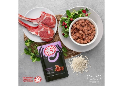 Enso / Влажный корм Паучи Энсо для взрослых кошек Ягненок кусочки в соусе (цена за упаковку)