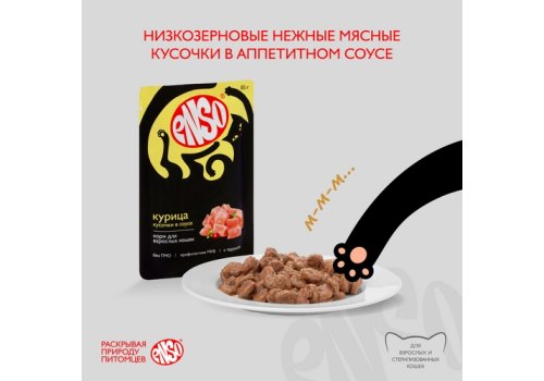 Enso / Влажный корм Паучи Энсо для взрослых кошек Курица кусочки в соусе (цена за упаковку)