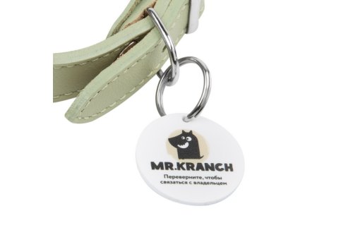 Mr.Kranch / Ошейник Мистер Кранч для собак из Натуральной кожи с QR-адресником Нежно-зеленый