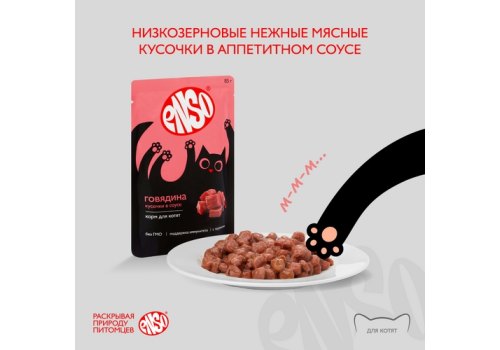 Enso / Влажный корм Паучи Энсо для Котят Говядина кусочки в соусе (цена за упаковку)
