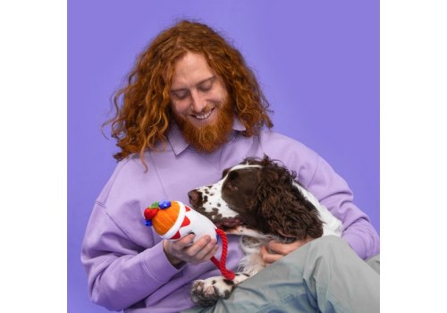 Mr.Kranch / Игрушка Мистер Кранч для собак Йогурт плюшевая с канатиком и пищалкой