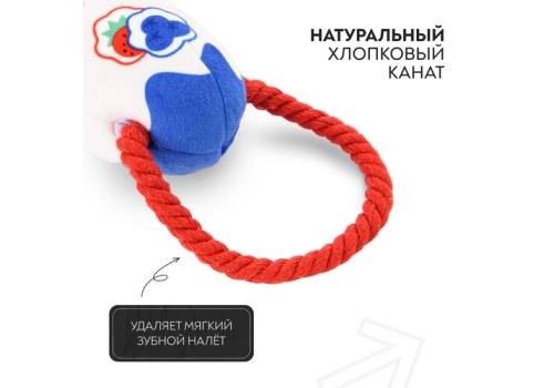Mr.Kranch / Игрушка Мистер Кранч для собак Йогурт плюшевая с канатиком и пищалкой