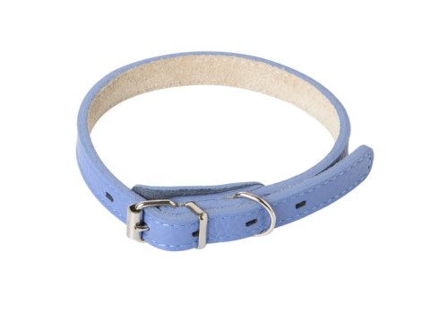 Mr.Kranch / Ошейник Мистер Кранч для собак из Натуральной кожи Прямой Васильковый