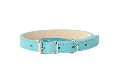 Mr.Kranch / Ошейник Мистер Кранч для собак из Натуральной кожи Прямой Бирюзовый