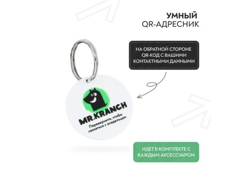Mr.Kranch / Ошейник-cеледка Мистер Кранч для собак из Натуральной кожи с QR-адресником Зеленый