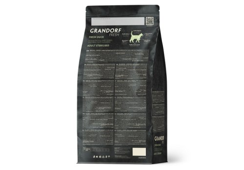 Grandorf Fresh Sterilised Duck & Sweet Potato / Сухой Беззерновой корм Грандорф для Стерилизованных кошек Утка батат
