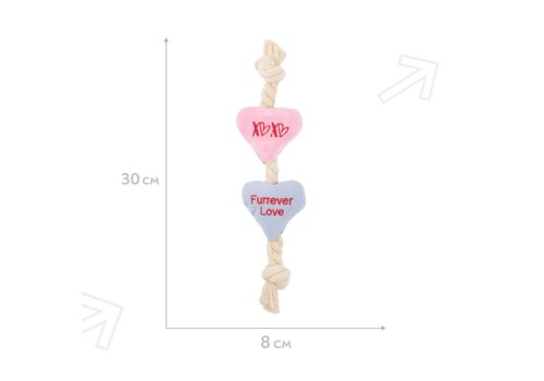 Mr.Kranch / Игрушка Мистер Кранч для собак Канат с сердечками розовая