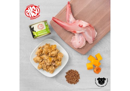 Enso Sensitive / Консервы Энсо для взрослых собак Рубленое мясо Кролика с гречкой и тыквой (цена за упаковку)