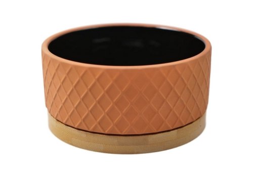 Mr.Kranch Bamboo / Миска Мистер Кранч Керамическая коричневая на бамбуковой подставке Mr.Kranch Bamboo / Миска Мистер Кранч Керамическая коричневая на бамбуковой подставке