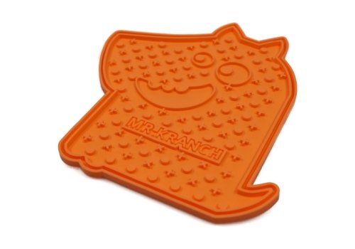 Mr.Kranch / Лизательный коврик Мистер Кранч для животных для Медленного поедания Силиконовый на присосках оранжевый