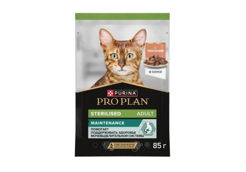 PRO PLAN Sterilised MAINTENANCE / Влажный корм Паучи ПРО ПЛАН (Поддержание естественной защиты организма) для взрослых стерилизованных кошек с лососем в соусе (цена за упаковку)