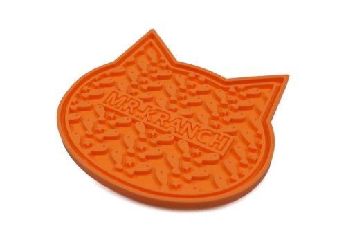 Mr.Kranch / Лизательный коврик Мистер Кранч для животных для Медленного поедания Силиконовый на присосках Оранжевый