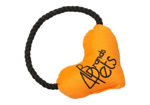 Mr.Kranch / Игрушка Мистер Кранч для собак плюшевая с хлопковым канатом Сердце оранжевая