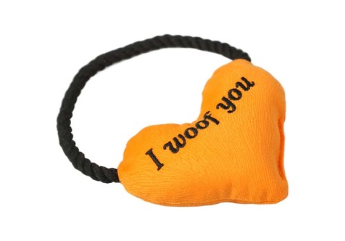 Mr.Kranch / Игрушка Мистер Кранч для собак плюшевая с хлопковым канатом Сердце оранжевая