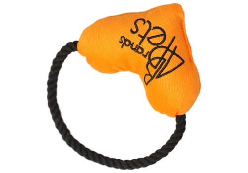 Mr.Kranch / Игрушка Мистер Кранч для собак плюшевая с хлопковым канатом Сердце оранжевая