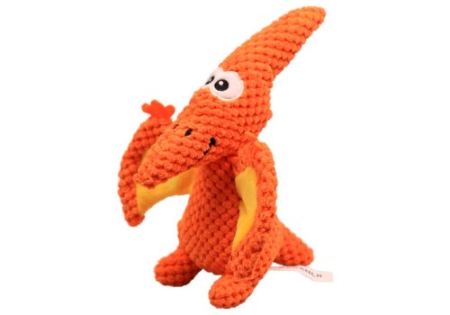 Mr.Kranch / Игрушка Мистер Кранч для собак Птерозавр плюшевая с пищалкой оранжевая