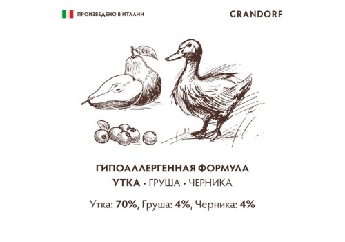 Grandorf Dog Duck Pear Blueberries Pate / Консервы Грандорф для собак Паштет из утки с грушей и черникой (цена за упаковку)