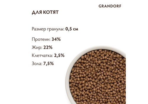 Grandorf Kitten Lamb & Rice / Сухой корм Грандорф Низкозерновой для Котят Ягненок Индейка