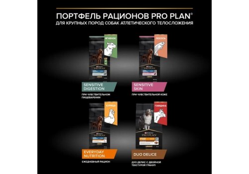 PRO PLAN OPTI DIGEST / Сухой корм ПРО ПЛАН для взрослых собак крупных пород с атлетическим телосложением при чувствительном пищеварении с ягненком