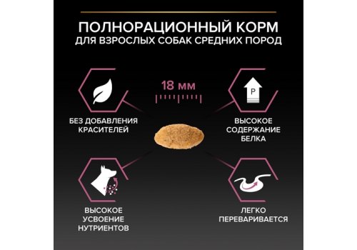 PRO PLAN OPTI DERMA / Сухой корм ПРО ПЛАН для взрослых собак средних пород при чувствительной коже с лососем