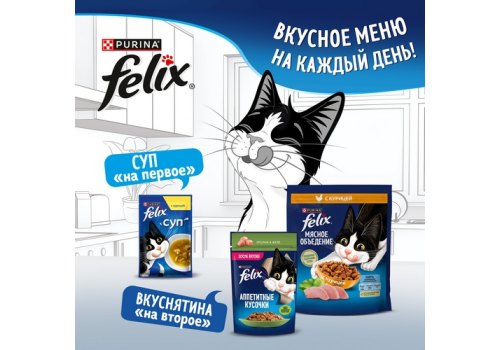 FELIX МЯСНОЕ ОБЪЕДЕНИЕ / Сухой корм Пурина Феликс Мясное объедение для взрослых кошек с курицей
