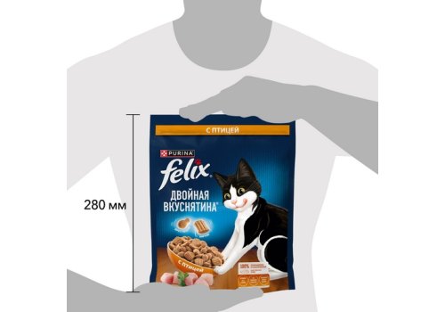 FELIX ДВОЙНАЯ ВКУСНЯТИНА / Сухой корм Пурина Феликс для взрослых кошек с птицей