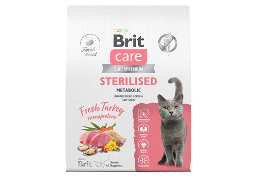 Brit Care Sterilised Metabolic Turkey monoprotein / Сухой корм Брит для взрослых Стерилизованных кошек Индейка Brit Care Sterilised Metabolic Turkey monoprotein / Сухой корм Брит для взрослых Стерилизованных кошек Индейка
