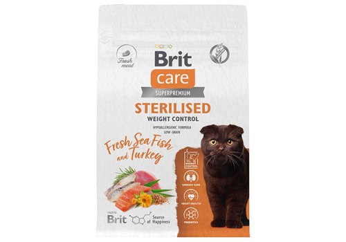 Brit Care Sterilised Weight Control Sea Fish Turkey / Сухой корм Брит для взрослых Стерилизованных кошек Морская рыба Индейка Brit Care Sterilised Weight Control Sea Fish Turkey / Сухой корм Брит для взрослых Стерилизованных кошек Морская рыба Индейка