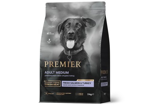 Premier Adult Medium Fresh Salmon & Turkey / Сухой корм Премьер для взрослых собак Средних пород Свежее филе Лосося с индейкой Premier Adult Medium Fresh Salmon & Turkey / Сухой корм Премьер для взрослых собак Средних пород Свежее филе Лосося с индейкой