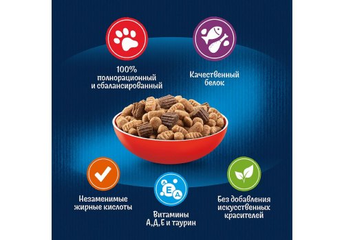 FELIX ДВОЙНАЯ ВКУСНЯТИНА / Сухой корм Пурина Феликс для взрослых кошек с мясом