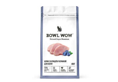 BOWL WOW / Сухой корм Боул Вау для Котят с Курицей и черникой