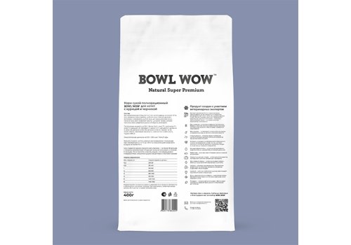 BOWL WOW / Сухой корм Боул Вау для Котят с Курицей и черникой