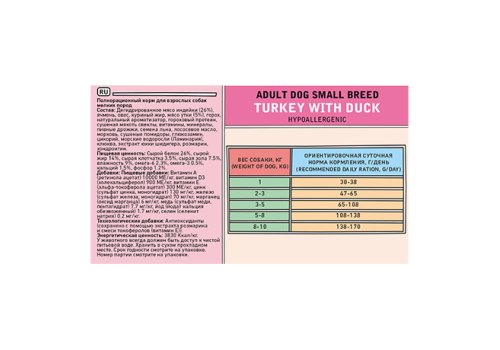 Zillii Adult Small Breed Turkey with Duck / Сухой корм Зилли для взрослых собак Мелких пород Индейка с Уткой