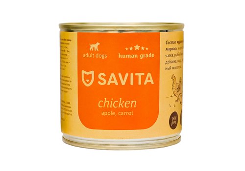 Savita / Влажный корм Консервы Савита для собак Курица с яблоком и морковью (цена за упаковку) Savita / Влажный корм Консервы Савита для собак Курица с яблоком и морковью (цена за упаковку)