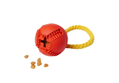 Homepet Silver Series / Игрушка Хоумпет для собак Мяч с канатом с отверстием для лакомств Каучуковый D 7,6 см х 8,2 см Homepet Silver Series / Игрушка Хоумпет для собак Мяч с канатом с отверстием для лакомств Каучуковый D 7,6 см х 8,2 см