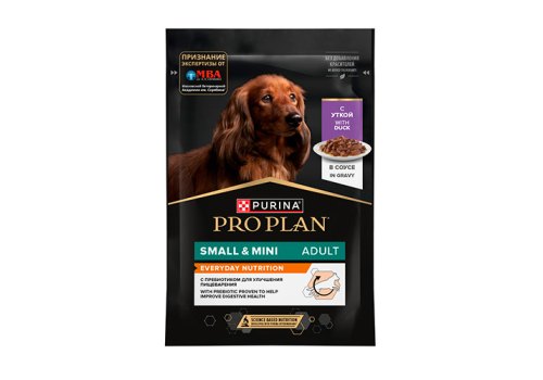 PRO PLAN EVERYDAY NUTRITION ADULT SMALL&MINI / Влажный корм Паучи ПРО ПЛАН для взрослых собак Мелких и Карликовых пород с Уткой в соусе (цена за упаковку) PRO PLAN EVERYDAY NUTRITION ADULT SMALL&MINI / Влажный корм Паучи ПРО ПЛАН для взрослых собак Мелких и Карликовых пород с Уткой в соусе (цена за упаковку)