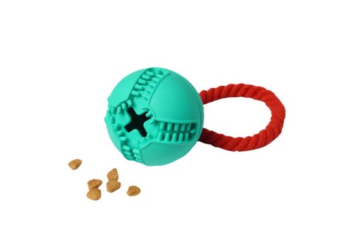 Homepet Silver Series / Игрушка Хоумпет для собак Мяч с канатом с отверстием для лакомств Каучуковый D 7,6 см х 8,2 см Homepet Silver Series / Игрушка Хоумпет для собак Мяч с канатом с отверстием для лакомств Каучуковый D 7,6 см х 8,2 см