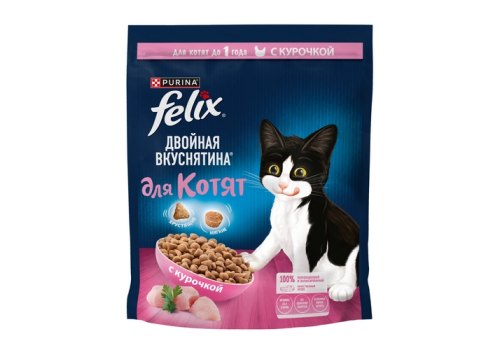 FELIX ДВОЙНАЯ ВКУСНЯТИНА / Сухой корм Пурина Феликс для котят с курицей FELIX ДВОЙНАЯ ВКУСНЯТИНА / Сухой корм Пурина Феликс для котят с курицей