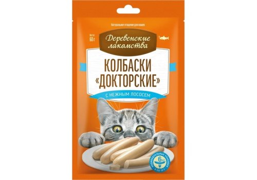 Деревенские лакомства / Докторские колбаски для кошек с нежным Лососем Деревенские лакомства / Докторские колбаски для кошек с нежным Лососем