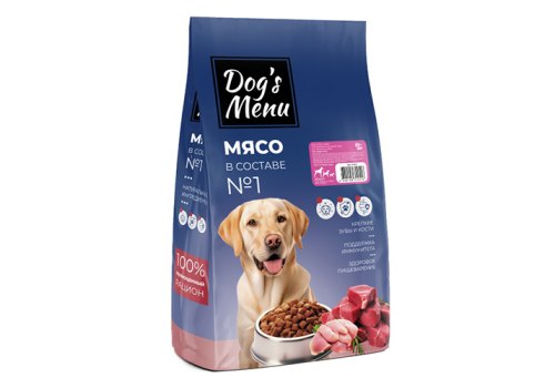 Dogs Menu Adult / Сухой корм Догс Меню для взрослых собак Три вида мяса Dogs Menu Adult / Сухой корм Догс Меню для взрослых собак Три вида мяса