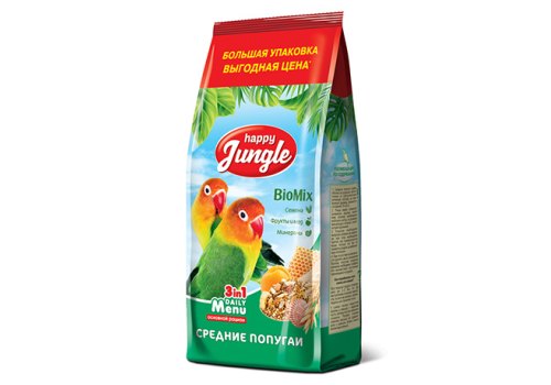 Happy Jungle 3in1 Daily Menu / Корм Хеппи Джангл для Средних попугаев Happy Jungle 3in1 Daily Menu / Корм Хеппи Джангл для Средних попугаев