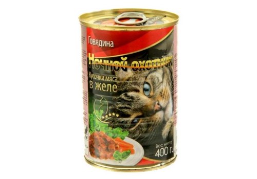 Ночной охотник / Влажный корм Консервы для кошек Говядина кусочки в желе (цена за упаковку) Ночной охотник / Влажный корм Консервы для кошек Говядина кусочки в желе (цена за упаковку)