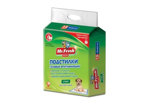 Mr.Fresh Expert Start / Подстилки Мистер Фреш Ежедневные для Приучения к месту Гелевые с Липкими фиксаторами Mr.Fresh Expert Start / Подстилки Мистер Фреш Ежедневные для Приучения к месту Гелевые с Липкими фиксаторами