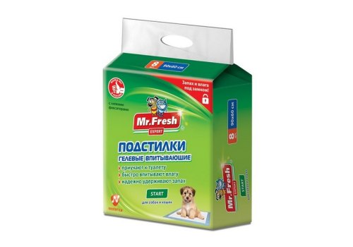 Mr.Fresh Expert Start / Подстилки Мистер Фреш Ежедневные для Приучения к месту Гелевые с Липкими фиксаторами Mr.Fresh Expert Start / Подстилки Мистер Фреш Ежедневные для Приучения к месту Гелевые с Липкими фиксаторами