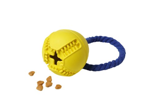 Homepet Silver Series / Игрушка Хоумпет для собак Мяч с канатом с отверстием для лакомств Каучуковый D 7,6 см х 8,2 см Homepet Silver Series / Игрушка Хоумпет для собак Мяч с канатом с отверстием для лакомств Каучуковый D 7,6 см х 8,2 см