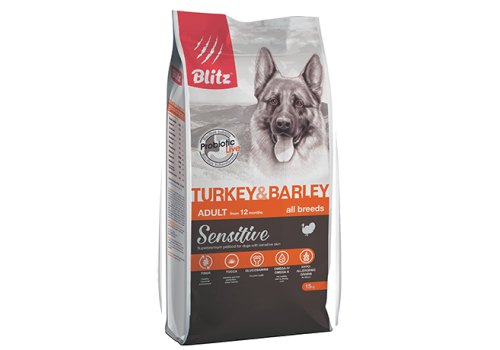 Blitz Sensitive Adult All Breeds Turkey & Barley / Сухой корм Блиц для взрослых собак всех пород Индейка ячмень Blitz Sensitive Adult All Breeds Turkey & Barley / Сухой корм Блиц для взрослых собак всех пород Индейка ячмень