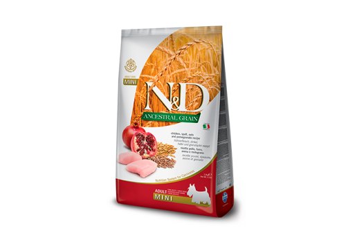 Farmina N&D Ancestral Grain Adult Mini Chicken Spelt Oats Pomegranate / Сухой Низкозерновой корм Фармина для взрослых собак Мелких и Карликовых пород Курица с Гранатом Farmina N&D Ancestral Grain Adult Mini Chicken Spelt Oats Pomegranate / Сухой Низкозерновой корм Фармина для взрослых собак Мелких и Карликовых пород Курица с Гранатом